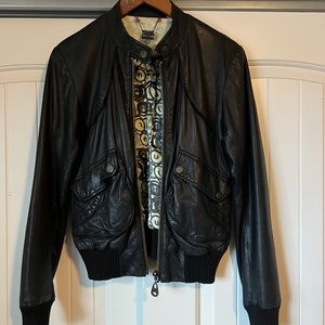 Genuine leather bomber jacket